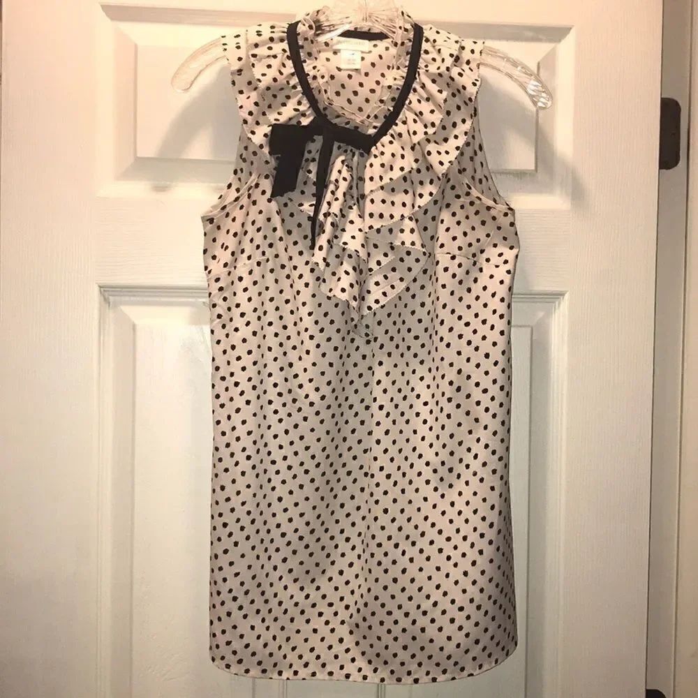 (5/$25) Motherhood Maternity Cream & Black Polka Dot Top